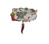 Plaque panneau bois 19 x 9 cm avec ou sans corne 7 cm phrase qui vo' mal à cette maison porte-bonheur contre la jiella pulcinella napoli corni bosbo