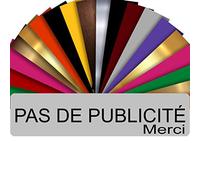 Plaque PAS DE PUBLICITÉ MERCI Adhésive PVC Pour Boîte Aux Lettres | Gris Mat - Plaque Stop Pub - 8 cm x 2 cm - 21 Couleurs Disponibles - Fixation facile - Résistant UV - Intérieur/Extérieur