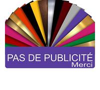Plaque PAS DE PUBLICITÉ MERCI Adhésive PVC Pour Boîte Aux Lettres - Plaque Stop Pub - 8 cm x 2 cm - 21 Couleurs Disponibles (Violet)