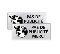 Plaque Pas de Publicité Merci - Boite aux Lettres - Adhésive - 60 x 25 mm