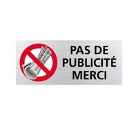 Plaque Pas de Publicité Merci - Plaque Boîte aux lettres - Plaque Adhésive - 60 x 25 mm STOP
