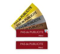 Plaque "Pas de Publicité Merci" - Plaquette Adhesive pas de pub en Acrylique 80x20x1.5 mm - Fabrication Française - Adhésif 3M Ultra Résistant - Stop Pub pour Boîte aux Lettres et Porte (Rouge)