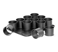 Zenker 7402 Plaque pâtisserie avec 12 mini moules ronds, 12 mini moule à flan, 12 petits moules gâteaux hauts, plaque cuisson, Acier, Noir, 38 x 30 cm