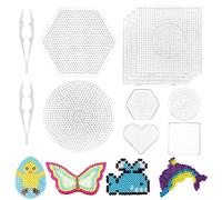 Plaque Perle a Repasser, 10 Pièces Plaque Perles a Repasser, Transparent Perles Repasser-Plate, Avec 2 Pincette, 6 Grandes Tailles, 4 Petites Tailles, 5 Mm, Pour Fabriquer Des Artisans De Bricolage
