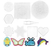 Plaque Perle a Repasser, 8 Pièces Plaque Perles a Repasser, Transparent Perles Repasser-Plate, Avec 1 Pincette, 2 Grandes Tailles, 6 Petites Tailles, 5 Mm, Pour Fabriquer Des Artisans De Bricolage