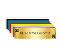 Plaque Personnalisable Gravée Pour Boîte Aux Lettres Avec Votre Nom et Prénom - Dimensions 10 x 2,5 Cm - Aspect Or Brossé Avec Écriture Noir