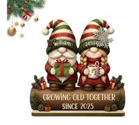 Plaque personnalisée de gnome « Growing Old Together » - Décoration de bureau - Couple de personnes âgées - Cadeau d'anniversaire de mariage pour couples et grands-parents (style 5)