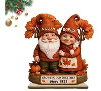 Plaque personnalisée de gnome « Growing Old Together » - Décoration de bureau - Couple de personnes âgées - Cadeau d'anniversaire de mariage pour couples et grands-parents (style 2)