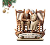 Plaque personnalisée de gnome « Growing Old Together » - Décoration de bureau - Couple de personnes âgées - Cadeau d'anniversaire de mariage pour couples et grands-parents (style 6)