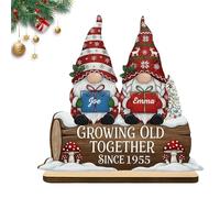 Plaque personnalisée de gnome « Growing Old Together » - Décoration de bureau - Couple de personnes âgées - Cadeau d'anniversaire de mariage pour couples et grands-parents (style 3)