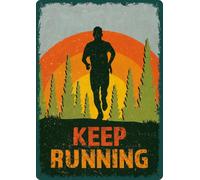 Plaque personnalisée - Keep Running - Plaque métallique décorative - thème Course à Pied - 14,8 x 21 cm - Flamingo