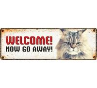Plaque personnalisée - Welcome Go Away - Plaque métallique décorative - Message Humoristique - 31,8 x 15,2 cm - Flamingo