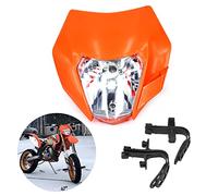 Plaque Phare Moto, S2 12V 35W Phare Halogène Universel pour EXC250 SX250 SXF250 EXC450 SX350 Moto Cross Dirt Pit Bike Enduro-Orange