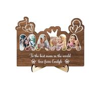 Plaque photo en bois personnalisée avec inscription « To The Best Mom In The World » pour décoration de table, cadeau pour maman, grand-mère, épouse, amoureuse, de la part de sa fille, fils,
