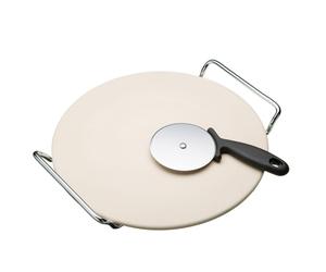 Plaque Pierre à pizza céramique et roulette D32