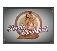 Plaque Pin Up Blonde Bombshell Tole Deco Style Année 50 Usa