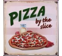 Plaque Pizza By The Slice Tole Deco Pizzeria Pub Affiche