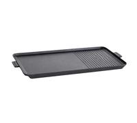 Plaque Plancha Grill 53 x 28 cm pour Réchaud Gaz 2 Feux Surface Lisse et Rainurée Plaque Cuisson Aluminium ALPEN CAMPING
