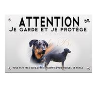 Plaque plastique Attention au chien beauceron arlequin