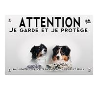 Plaque plastique Attention au chien berger australien