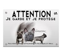 Plaque plastique Attention au chien bouledogue