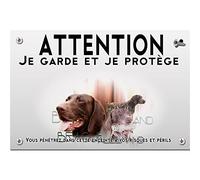 Plaque plastique Attention au chien braque allemand