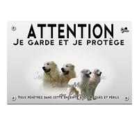 Plaque plastique Attention au chien chien de montagne des pyrénées