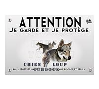 Plaque plastique Attention au chien chien-loup