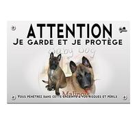 Plaque plastique Attention au chien chiots malinois