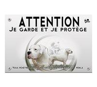 Plaque plastique Attention au chien dogue argentin