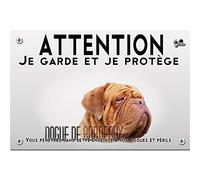 Plaque plastique Attention au chien dogue de bordeaux adulte