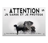 Plaque plastique Attention au chien femelle cane corso