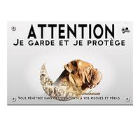Plaque plastique Attention au chien femelle dogue de bordeaux