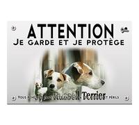 Plaque plastique Attention au chien jack russel