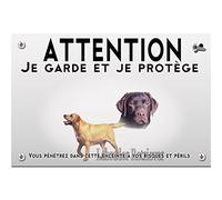 Plaque plastique Attention au chien labrador chocolat