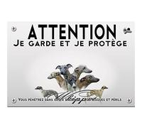 Plaque plastique Attention au chien lévrier whippet