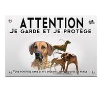 Plaque plastique Attention au chien rhodesian ridgeback
