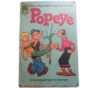 Plaque Popeye Et Sirène - Ça Va Chauffer Avec Olive - Tôle 30x20 Cm