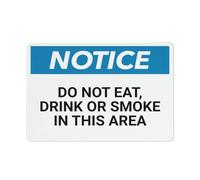 Plaque Poster Avis : Ne Pas Manger, Boire Ou Fumer Dans Cette Zone Vintage Métal Signes Résistant À L'Usure Et Durable Metal Tin Sign Pour Rue Garage Ferme 20X30Cm