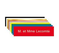 Plaque pour Boîte aux Lettres Personnalisable en PVC - 10 x 2,5 Cm - Rouge avec Écriture Blanc
