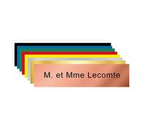 Plaque Pour Boîte Aux Lettres Personnalisable - Gravée 10 x 2,5 Cm - PVC Nominative à Personnaliser - Aspect Cuivre Brossé Avec Écriture Noir