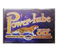 Plaque Power Lube Motor Oil Bleu Garage Huile 30cm Tole Publicitaire Metal Pub