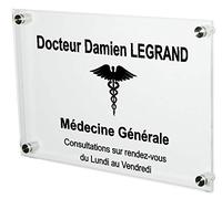 Plaque Professionnelle Médicale - Plaque Professionnelle Médecin en Plexiglas - Médecine Générale - Personnalisée en ligne - Personnalisation Fixations et Livraison Offertes - Made in FRANCE