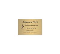 Plaque professionnelle personnalisée avec symbole pour infirmière libérale - Plaque PVC - Format 30 cm x 20 cm -Or lettres noires -Adhésif 3M