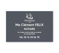 Plaque professionnelle personnalisée avec Symbole pour notaire, office notarial - Plaque PVC - Format 30 cm x 20 cm - Gris lettres blanches - Adhésif 3M