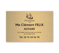 Plaque professionnelle personnalisée avec Symbole pour notaire, office notarial - Plaque PVC - Format 30 cm x 20 cm - Or lettres noires - Adhésif 3M