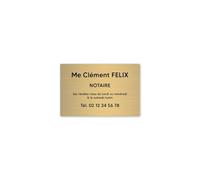 Plaque professionnelle personnalisée en PVC pour notaire, office notarial - 1 à 5 lignes de texte - Format 30 x 20 cm - Or lettres noires - Adhésif 3M