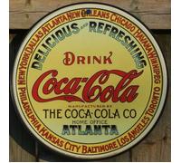 Plaque publicitaire - Coca Cola - Atlanta - Métal - 30 cm - Vintage - Rouge