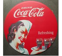 Plaque publicitaire - Coca-Cola - Ronde - 30cm - Métal - Style vintage