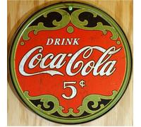 Plaque publicitaire - Coca Cola - Ronde - Métal - Vintage - 30 cm
